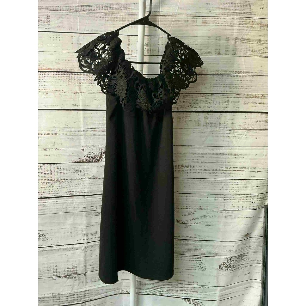 Marina Black Lace Off Shoulder Sheath Dress Size 6 Made‎ in USA
